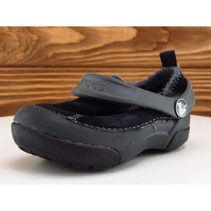 Crocs Sz 7 Toddler Boys‎ Slip-On Black Leather Medium
